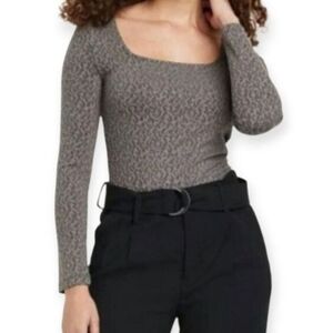 a new day Women's Gray Patterned Long Sleeve Top